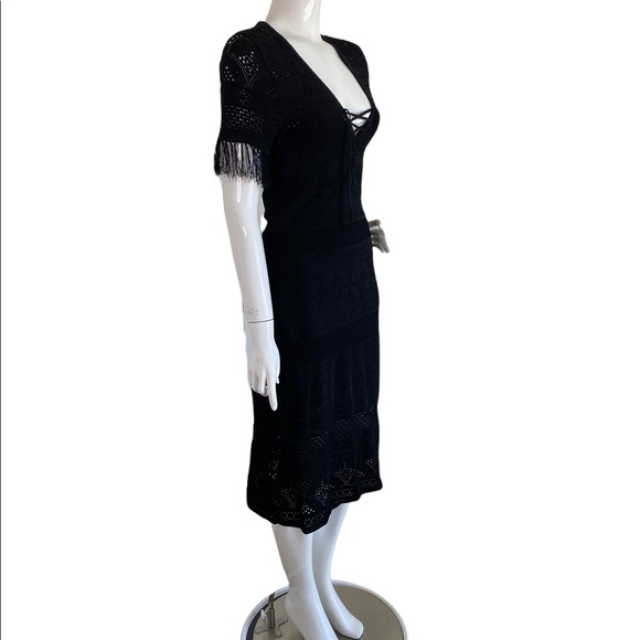 A.L.C. Black Pattern Midi Length A-line Dress - Picture 9 of 12